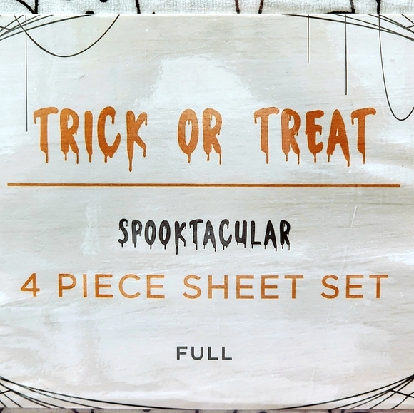 NWT Ghost Sheet Set Size Full Halloween Sheets Trick or Treat Sheets - Picture 3 of 3